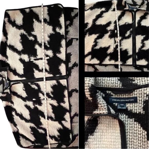 Women’s French Connection Wool Black White Cape Jacket Sweater - Picture 5 of 14